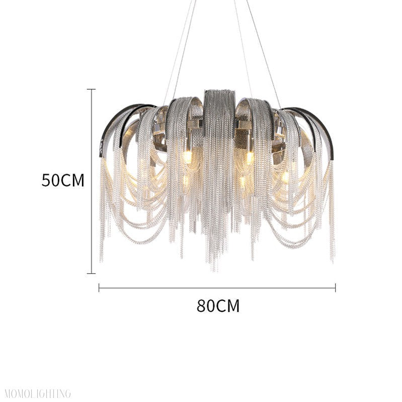 Sophian Aluminum Chain Tassel Round Chandelier-Momo Lighting
