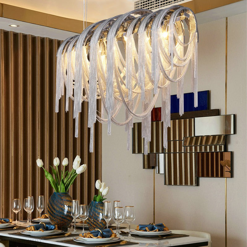 Sophian Luxury Aluminum Chain Tassel Chandelier-Momo Lighting