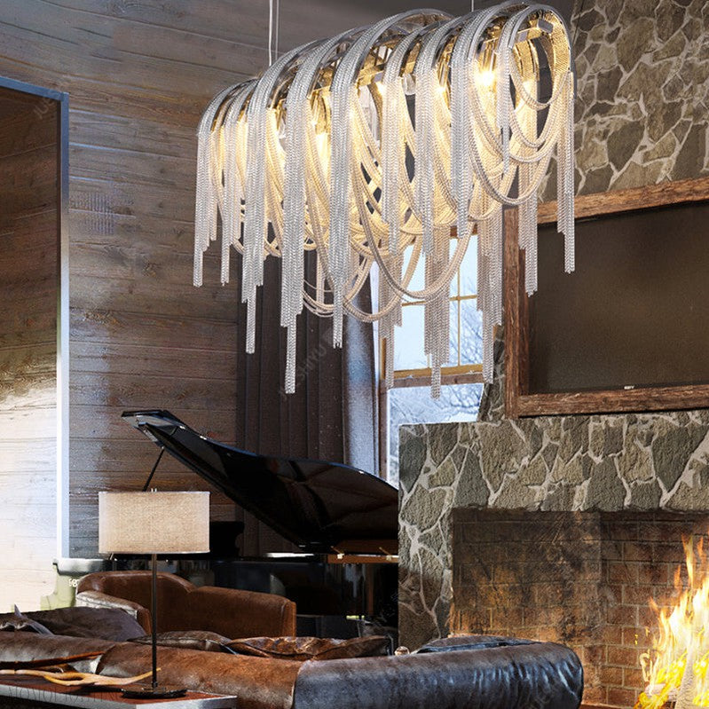 Sophian Luxury Aluminum Chain Tassel Chandelier-Momo Lighting