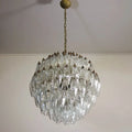 Spherical Murano Poliedri Clear Glass Chandelier 23.6