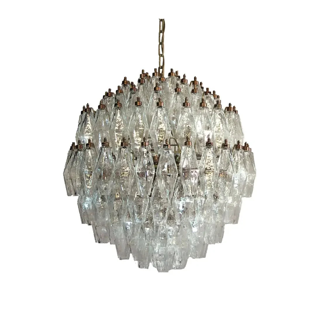 Spherical Murano Poliedri Clear Glass Chandelier 23.6"-Momo Lighting