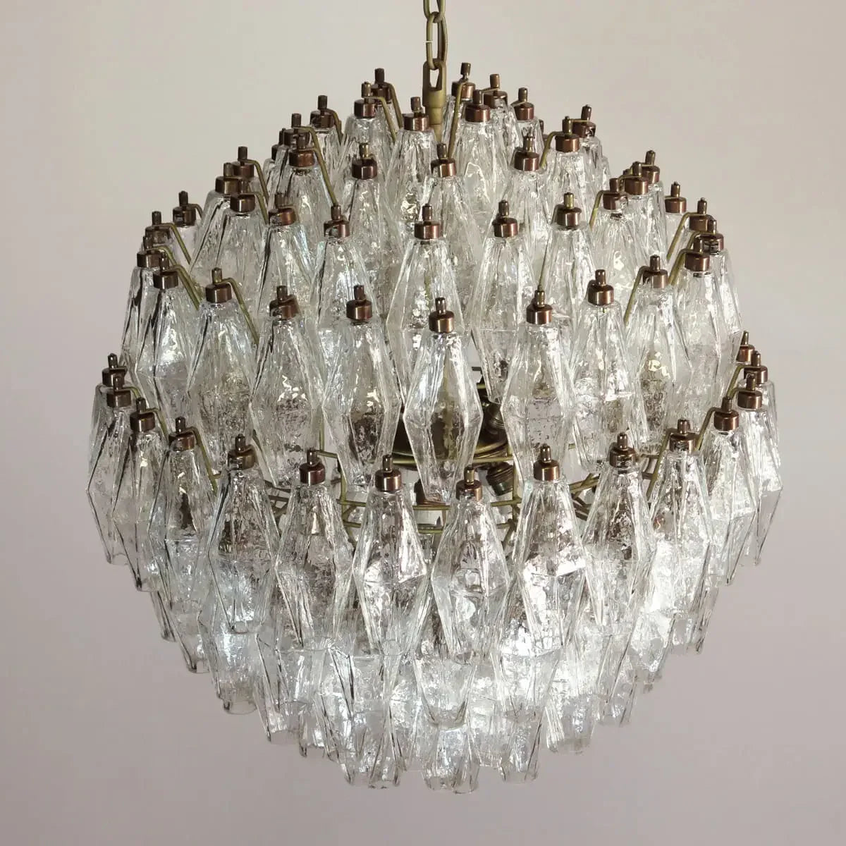 Spherical Murano Poliedri Clear Glass Chandelier 23.6"-Momo Lighting