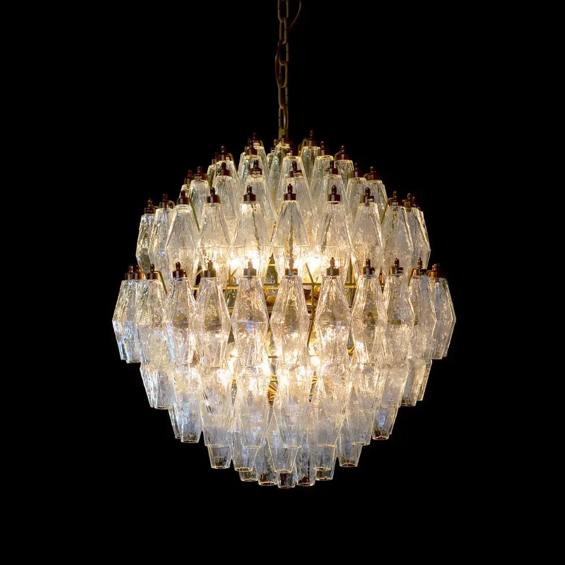Spherical Murano Poliedri Clear Glass Chandelier 23.6"-Momo Lighting