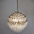 Spherical Murano Poliedri Clear Glass Chandelier 23.6