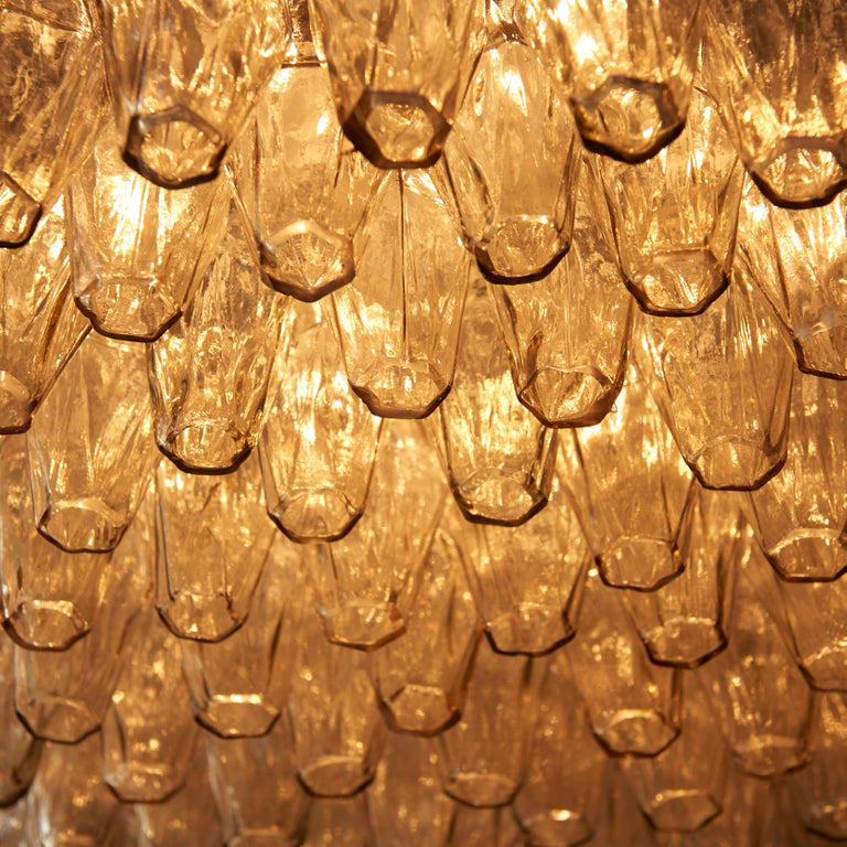 Spherical Murano Poliedri Clear Glass Drum Chandelier-Momo Lighting