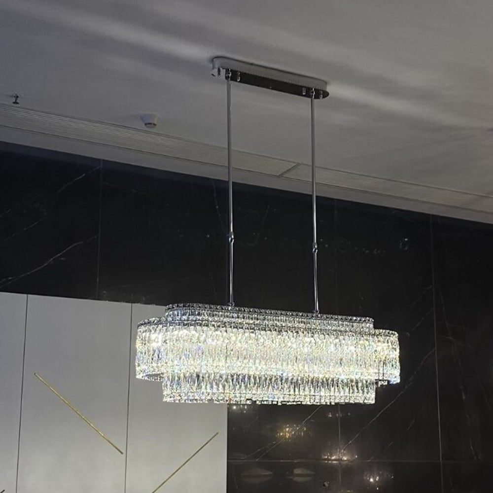 Stunning Modern Rectangle Ceiling Light Crystal Chandelier For Dining Table/Coffee Table/Living Room/Bedroom-Momo Lighting