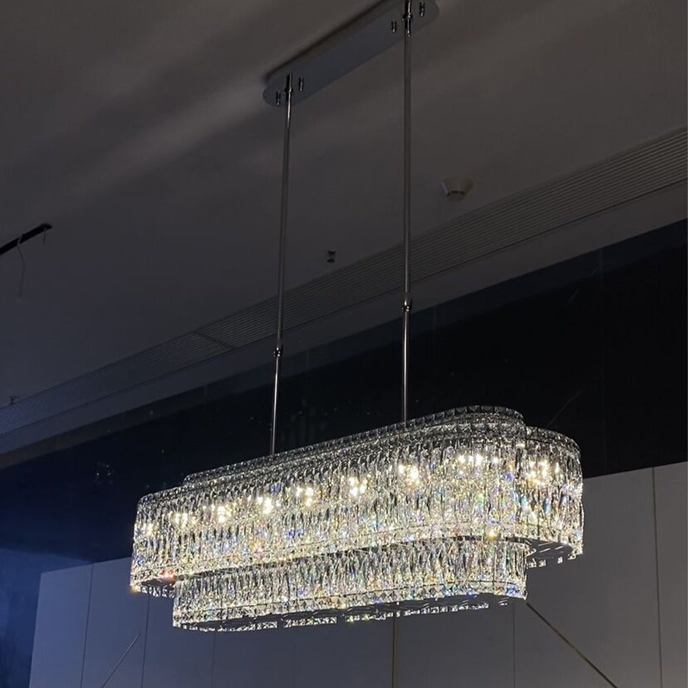Stunning Modern Rectangle Ceiling Light Crystal Chandelier For Dining Table/Coffee Table/Living Room/Bedroom-Momo Lighting