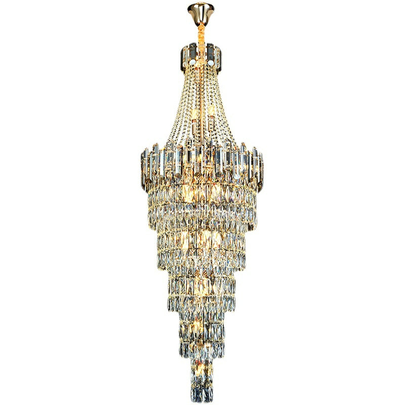 Stylish Foyer Long Staircase Chandelier Large Crystal Ceiling Lighting Fixture For Living Room Decoration-Momo Lighting