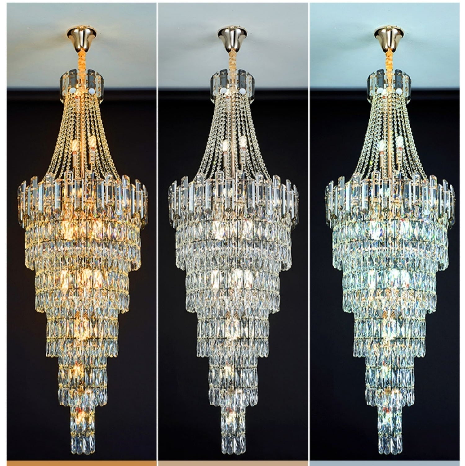 Stylish Foyer Long Staircase Chandelier Large Crystal Ceiling Lighting Fixture For Living Room Decoration-Momo Lighting