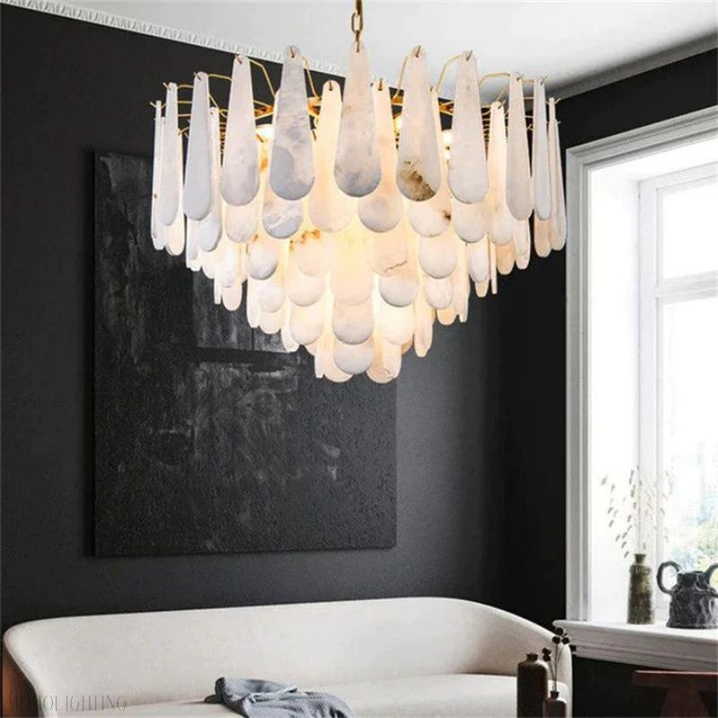 Alabaster Feathery Chandelier