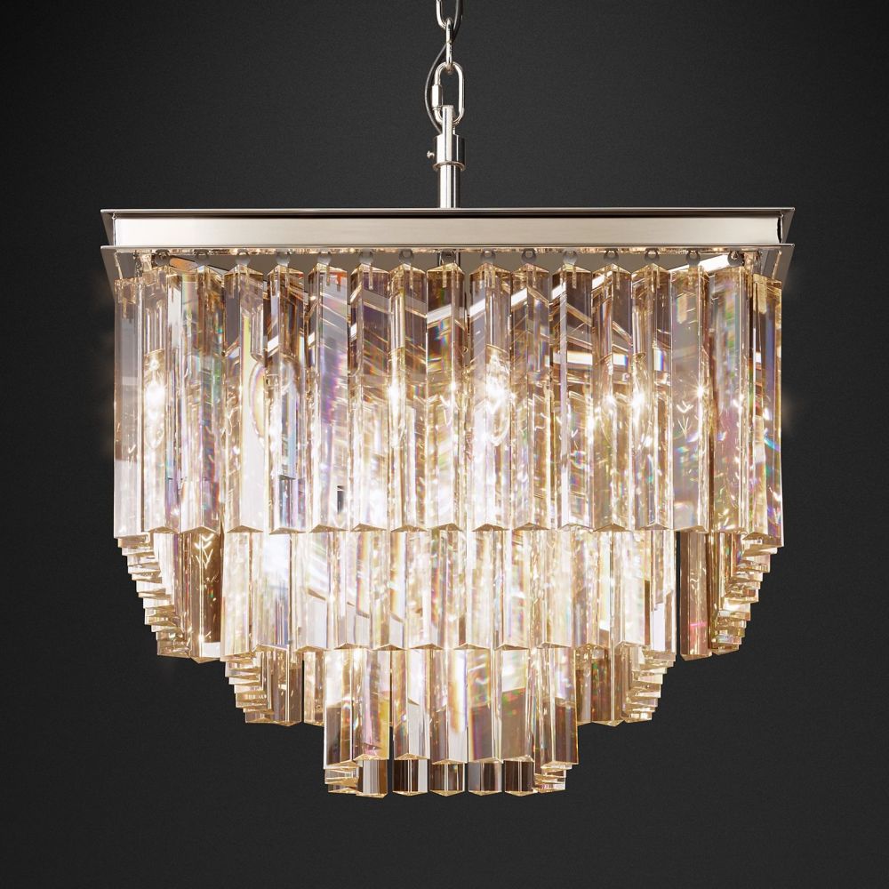 Odeon Square Crystal Chandelier 22",3-Tier