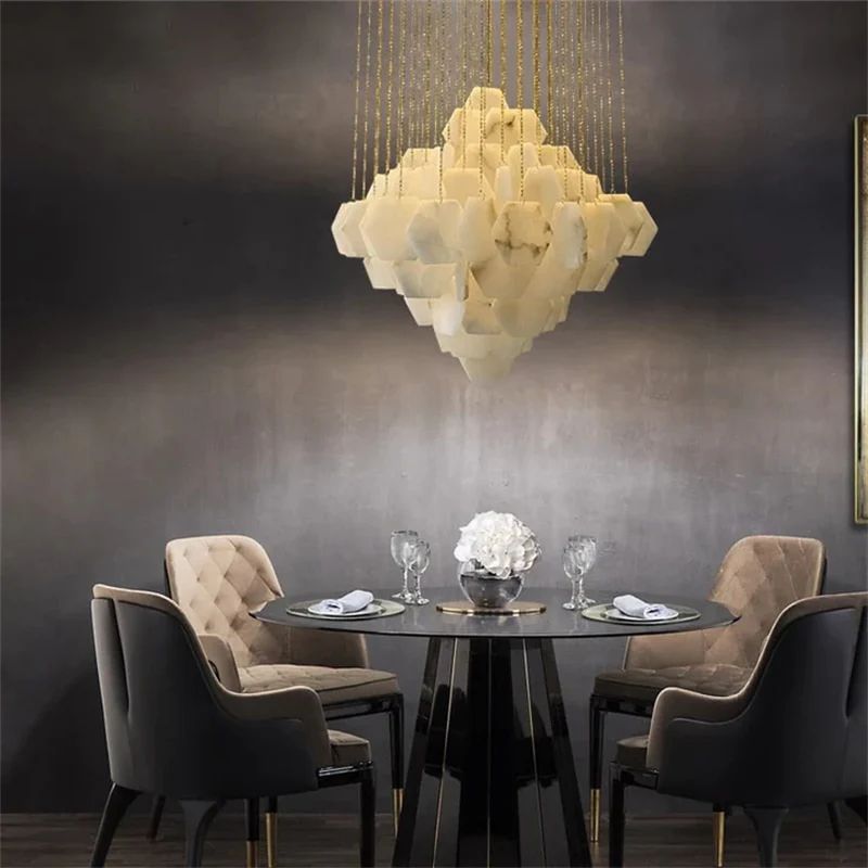 Talan Multi-layer Irregular Alabaster Chandelier-Momo Lighting