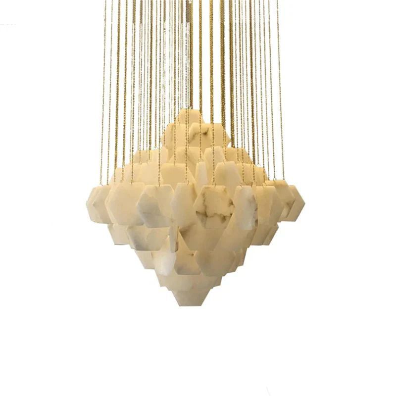 Talan Multi-layer Irregular Alabaster Chandelier-Momo Lighting