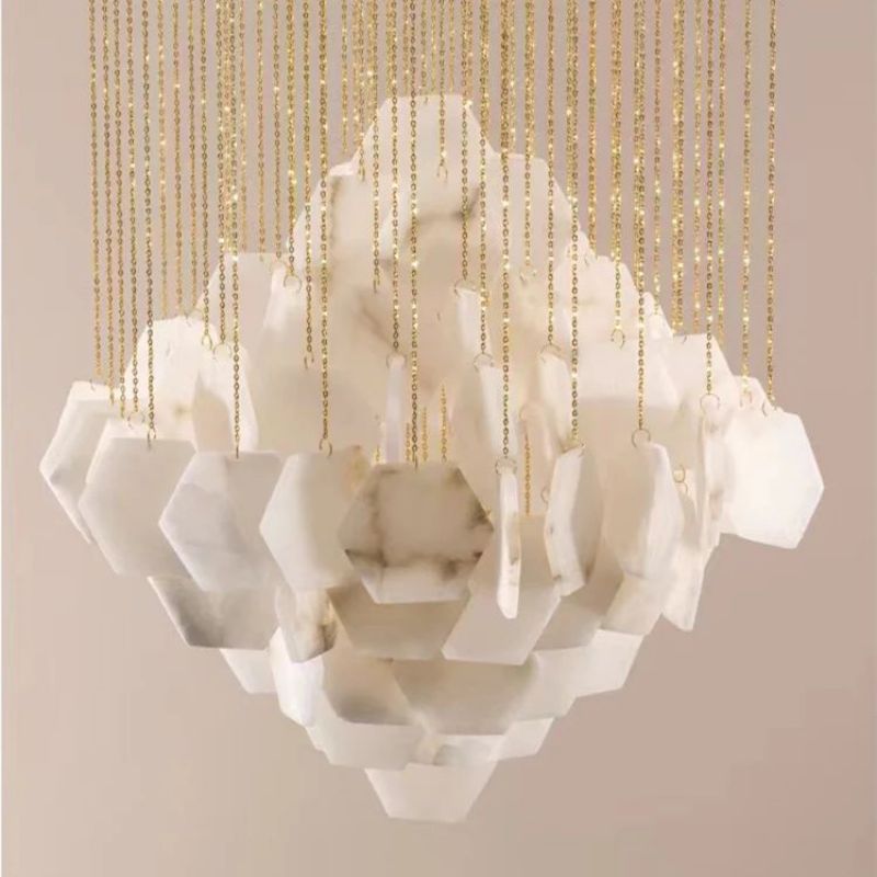 Talan Multi-layer Irregular Alabaster Chandelier-Momo Lighting