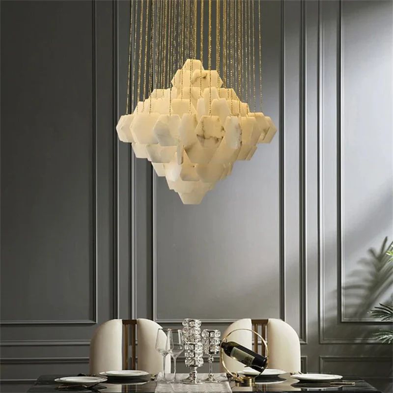 Talan Multi-layer Irregular Alabaster Chandelier-Momo Lighting