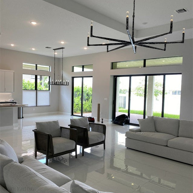Thaddeus Forged Linear Chandelier 54" 72" 96"-Momo Lighting