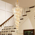Tiered Foyer Staircase Spiral Crystal Chandelier Hotel Hall/ Entrance High Ceiling Pendant Lighting Fixture-Momo Lighting