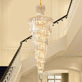 Tiered Foyer Staircase Spiral Crystal Chandelier Hotel Hall/ Entrance High Ceiling Pendant Lighting Fixture-Momo Lighting