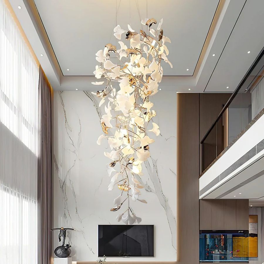 Tight Spiral Ginkgo Leaf Chandelier-Momo Lighting