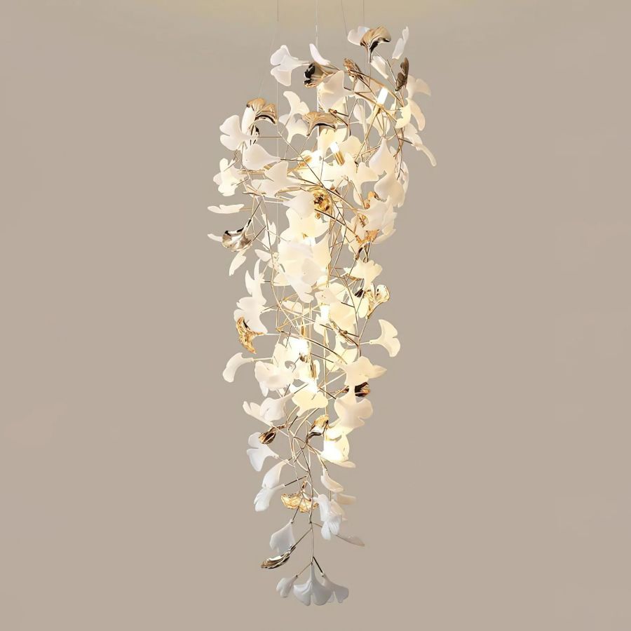 Tight Spiral Ginkgo Leaf Chandelier-Momo Lighting