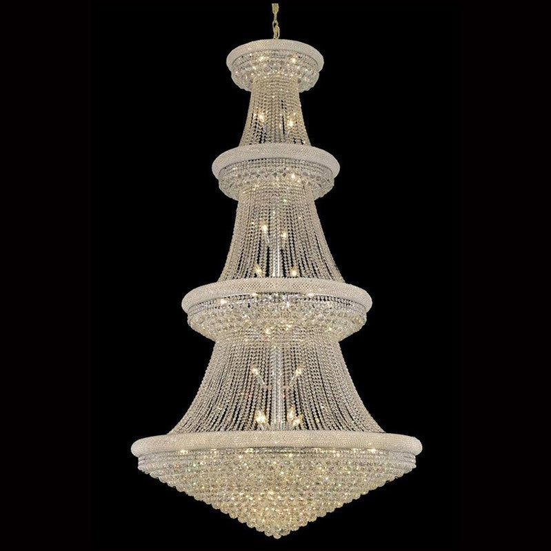 Traditional 54X96 Inch 48 Lights French Empire Chrome K9 Crystal Chandelier for High Ceilings-Momo Lighting
