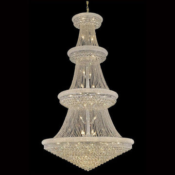 Traditional 54X96 Inch 48 Lights French Empire Chrome K9 Crystal Chandelier for High Ceilings-Momo Lighting