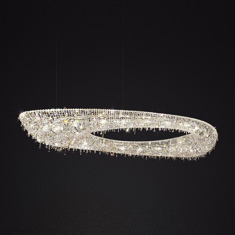 Traditional 79 Inch Linear Looop Suspended Modern Crystal Chandelier for Living Room-Momo Lighting