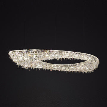 Traditional 79 Inch Linear Looop Suspended Modern Crystal Chandelier for Living Room-Momo Lighting
