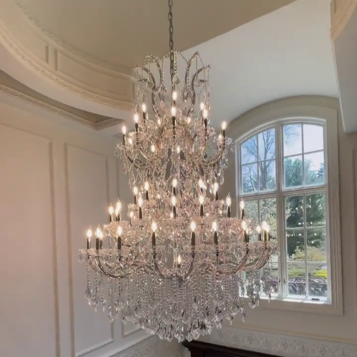 Traditional Candle Crystal Chandelier for Staircase/Foyer/Living Room/Villa-Momo Lighting