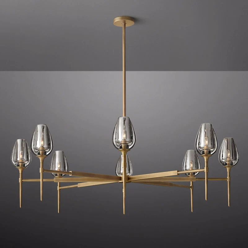 Tulip Crystal Round Chandelier 54"-Momo Lighting