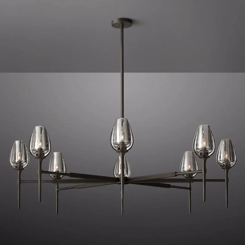 Tulip Crystal Round Chandelier 54"-Momo Lighting
