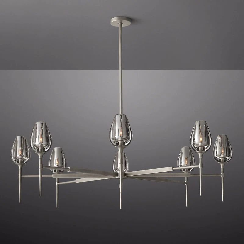 Tulip Crystal Round Chandelier 54"-Momo Lighting