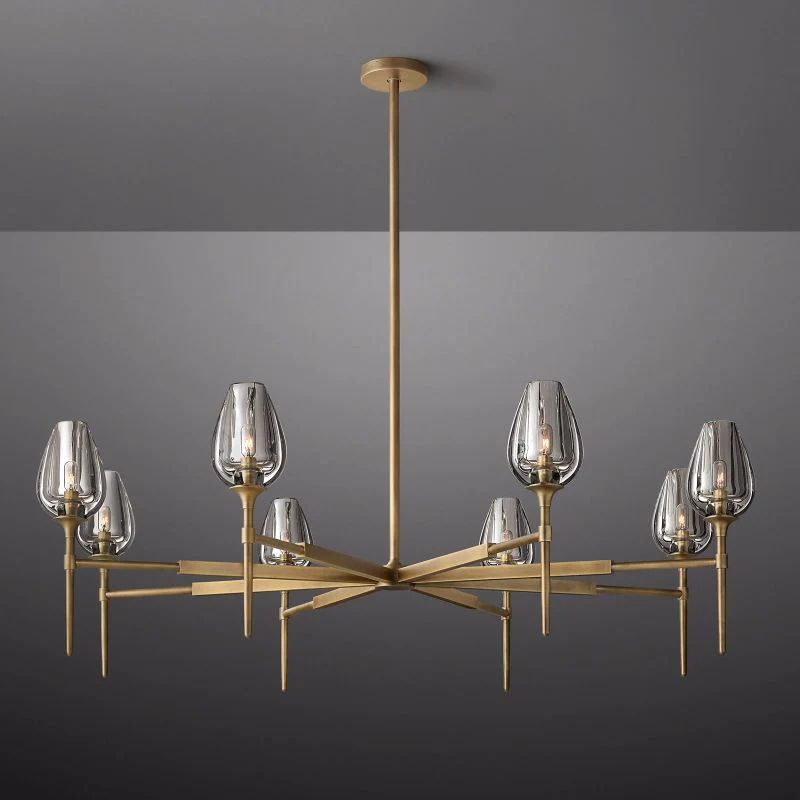 Tulip Crystal Round Chandelier 54"-Momo Lighting