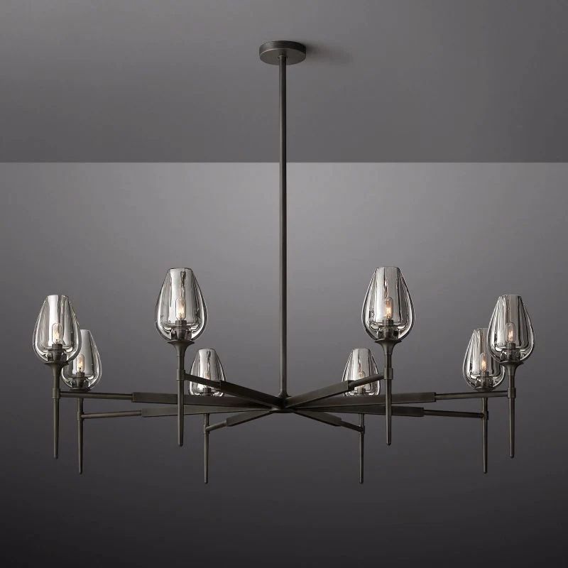Tulip Crystal Round Chandelier 54"-Momo Lighting