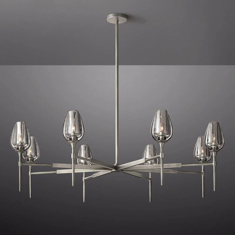Tulip Crystal Round Chandelier 54"-Momo Lighting