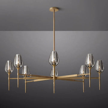 Tulip Crystal Round Chandelier 54"-Momo Lighting