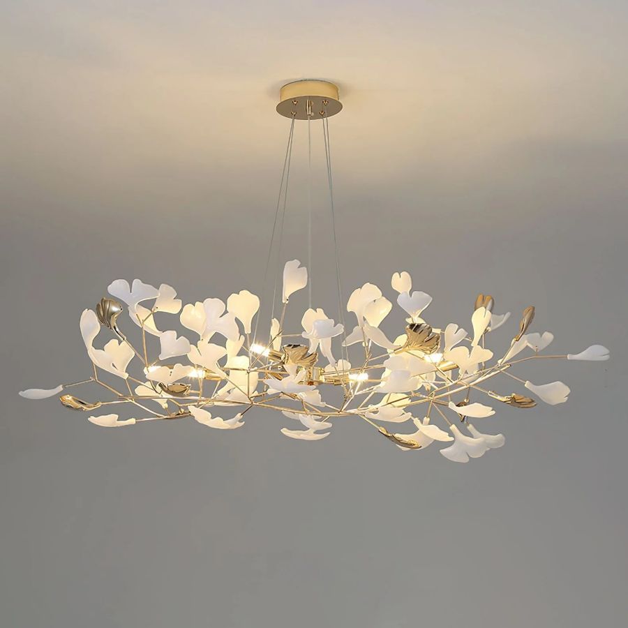 Unfolded Ceramic Ginkgo Leaf Chandelier-Momo Lighting