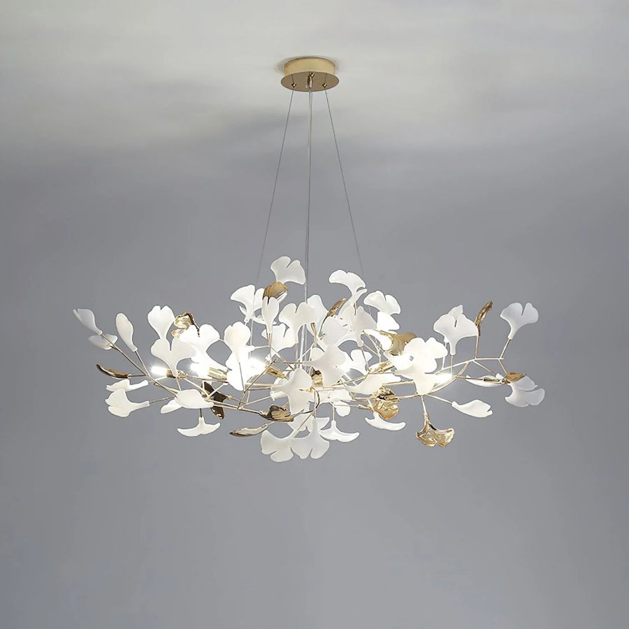 Unfolded Ceramic Ginkgo Leaf Chandelier-Momo Lighting