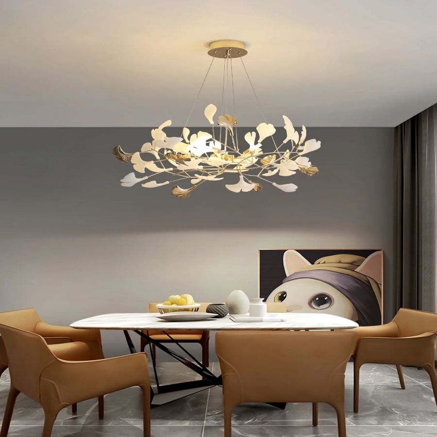 Unfolded Ceramic Ginkgo Leaf Chandelier-Momo Lighting