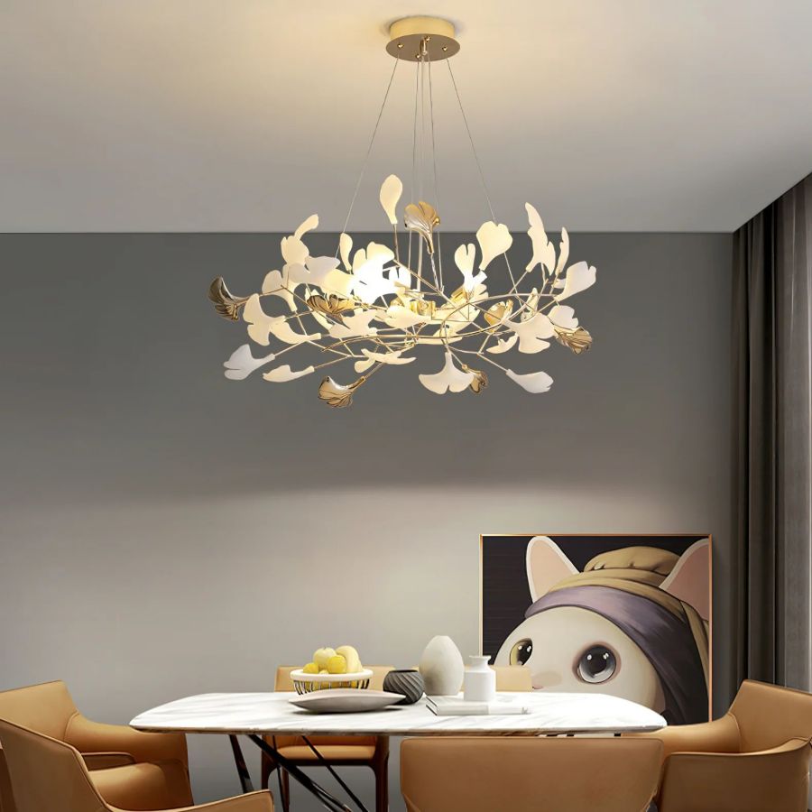 Unfolded Ceramic Ginkgo Leaf Chandelier-Momo Lighting