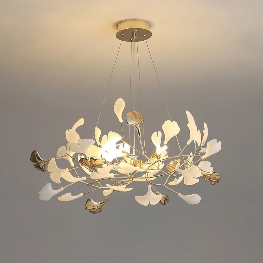 Unfolded Ceramic Ginkgo Leaf Chandelier-Momo Lighting