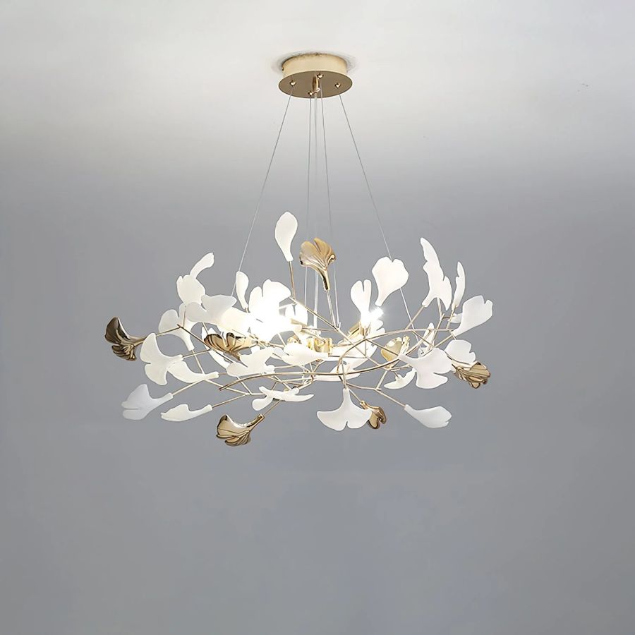 Unfolded Ceramic Ginkgo Leaf Chandelier-Momo Lighting