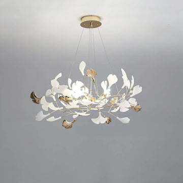 Unfolded Ceramic Ginkgo Leaf Chandelier-Momo Lighting