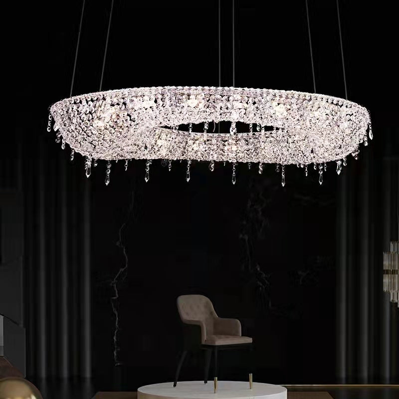 Unique Foyer Crystal Chandelier Luxury Hallway Ceiling Lamp Living Room Hanging Light Decor for Entryway-Momo Lighting