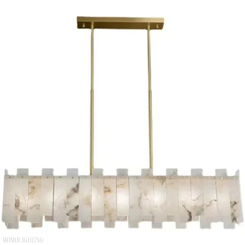 Venu Alabaster Linear Chandelier 39"-Momo Lighting