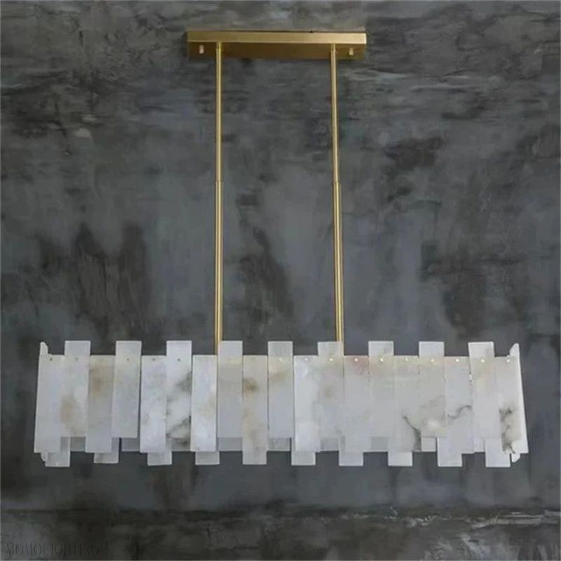 Venu Alabaster Linear Chandelier 39"-Momo Lighting