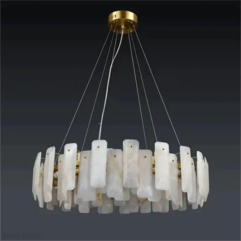 Venu Alabaster Round Chandelier-Momo Lighting