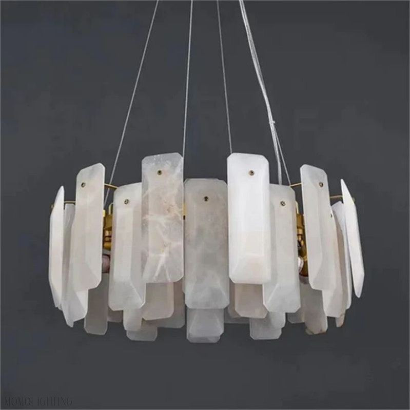 Venu Alabaster Round Chandelier-Momo Lighting