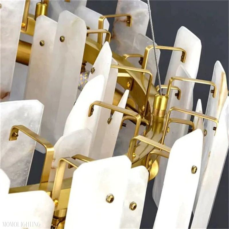 Venu Alabaster Round Chandelier-Momo Lighting