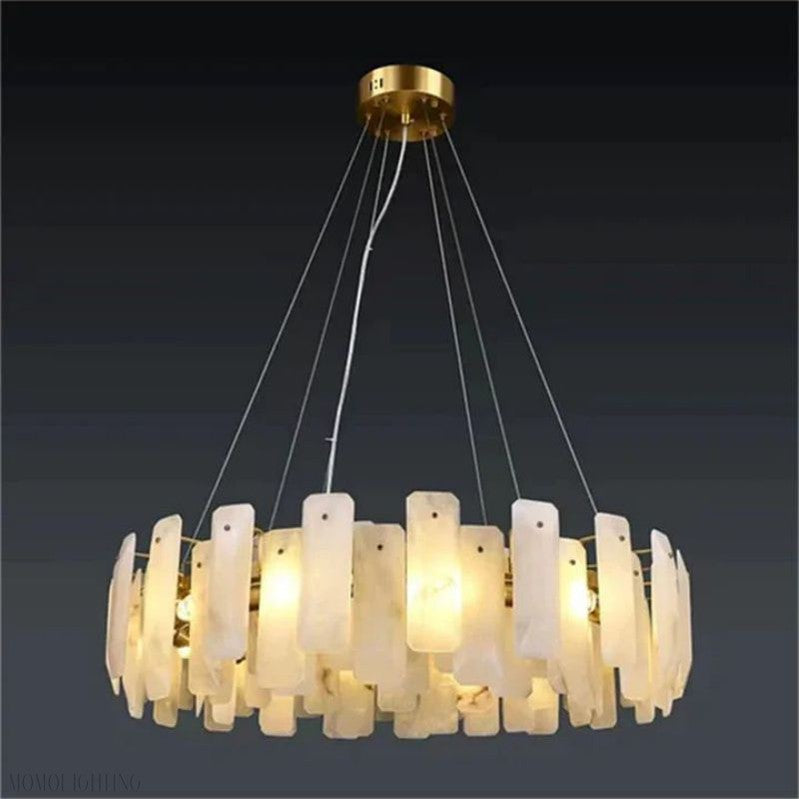 Venu Alabaster Round Chandelier-Momo Lighting